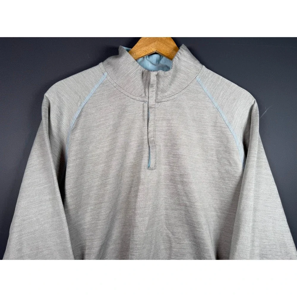 Johnnie-O Mens Large Gray Natural Performance Quarter Zip Pullover